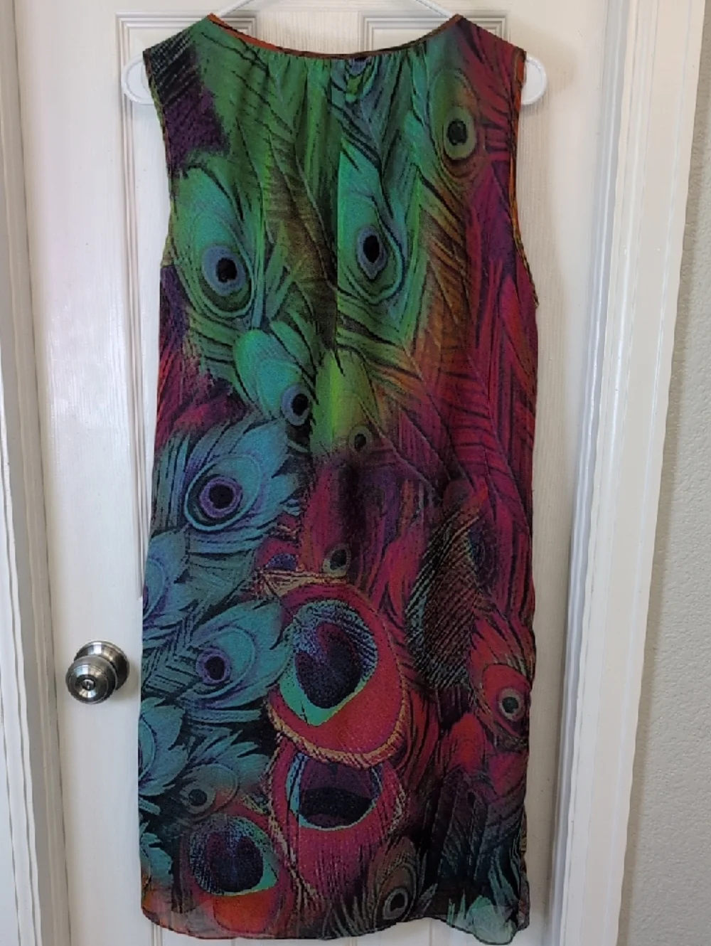 Ellen Tracy Purple Top with Multicolor Neck Trim Lightweight Peacock Maximalism - Picture 5 of 8